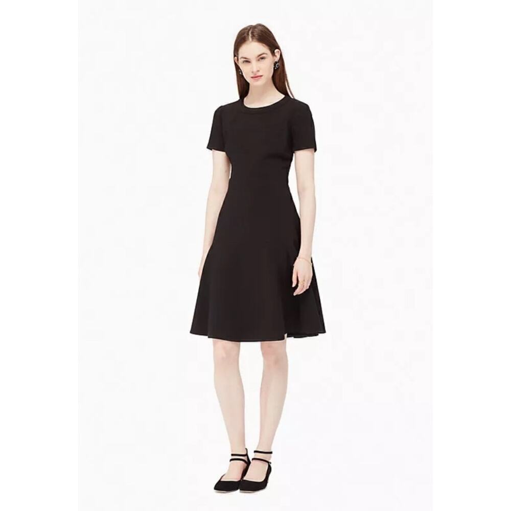 Kate Spade New York Black Jazz Things Up Fit and Flare Crepe Dress Womens 4 Midi